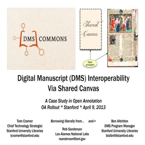 Digital Manuscript Interoperability Via Shared Canvas