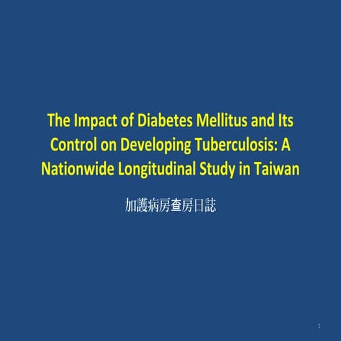 Impact of DM and its control on the risk of developing TB in Taiwan