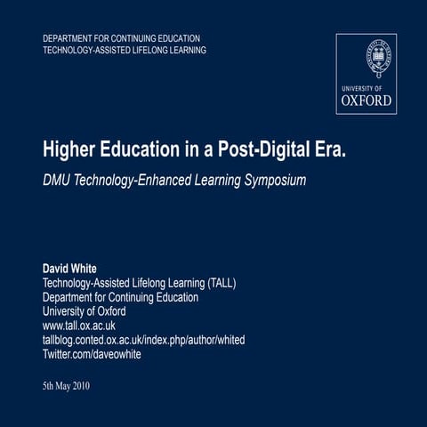 Higher Education in a Post-Digital Era.