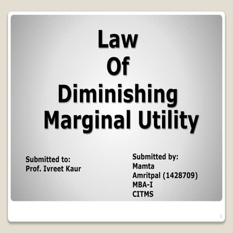 Law of Diminishing Marginal Utility