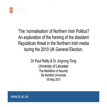 Framing of dissident Republican threat in 2010 UK General Election
