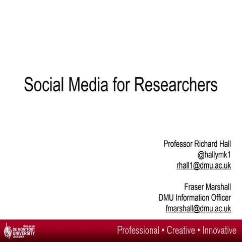 Social Media for Researchers