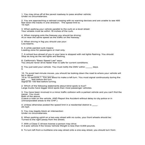 Dmv practice tests 1 5