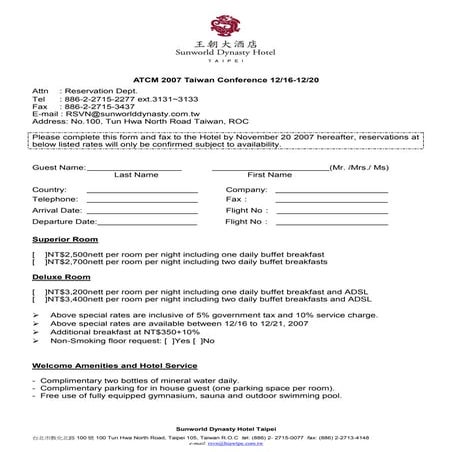 ATCM Hotel Reservation