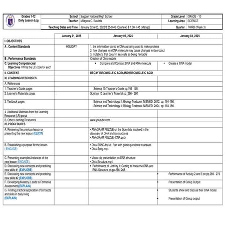 Science 9DNA AND RNA STRUCTURE - DLL.doc