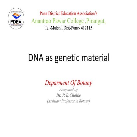 Dna as genetic material ppt