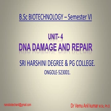 DNA damage and repair 