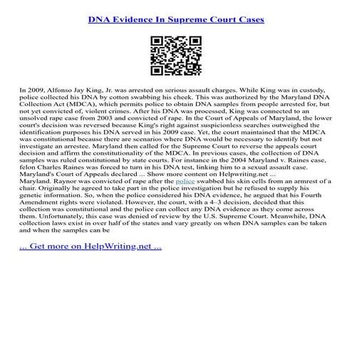 DNA Evidence In Supreme Court Cases