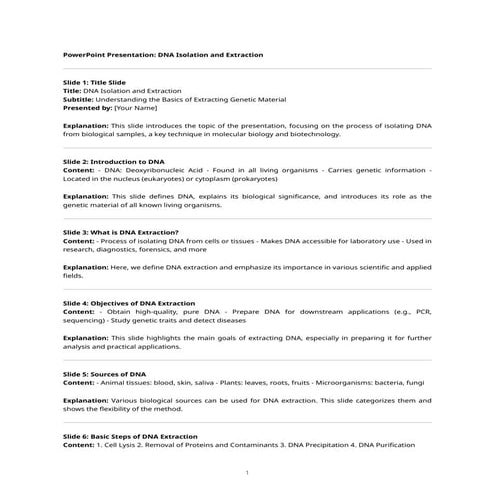 DNA ISOLATION AND EXTRACTION GUIDE FOR MAKING PPT