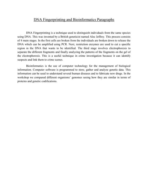 Dna fingerprinting and bioinformatics paragraphs