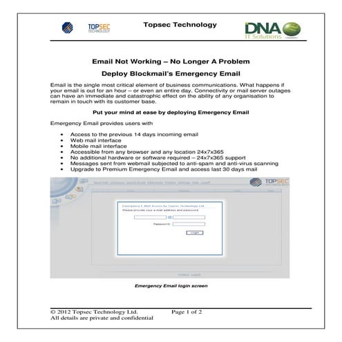 Dna It Solutions &amp; Topsec Emergency Email