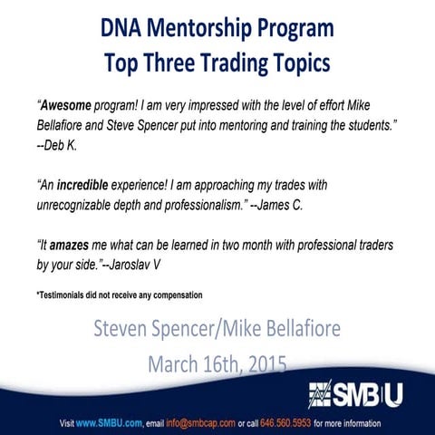 SMBU DNA of Successful Trading - March 16th 2015