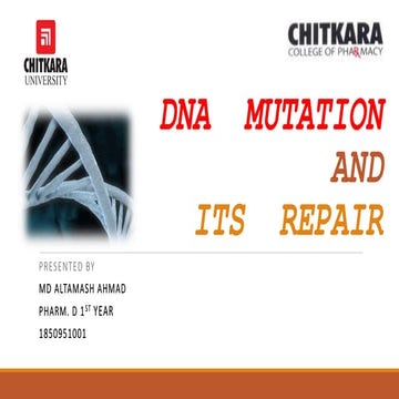 DNA Mutation and its Repair