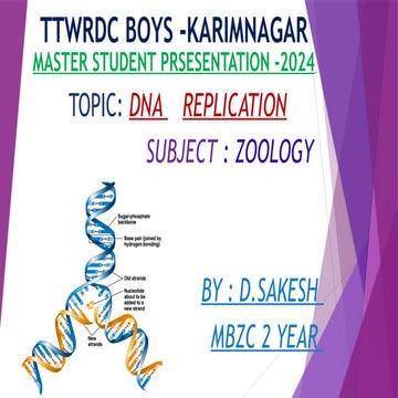 DNA replication is the process by which a cell makes an exact copy of its DNA...