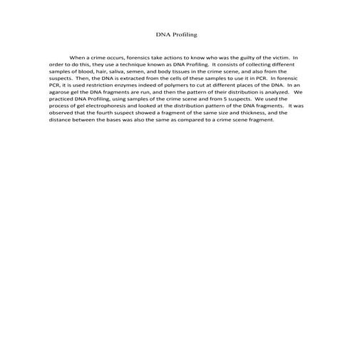 Forensic DNA Fingerprinting