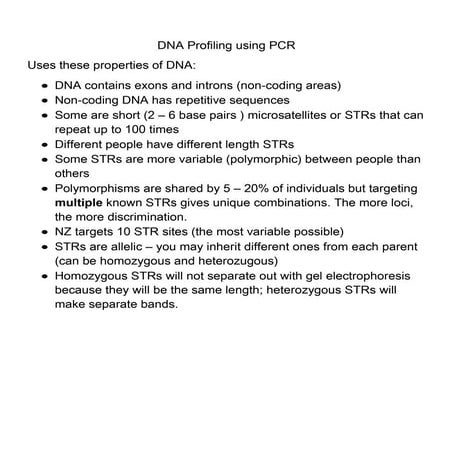 Dna Profiling Using Pcr Notes