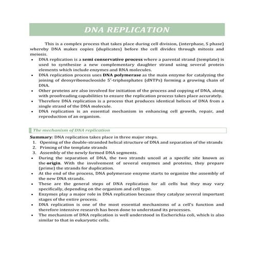 DNA REPLICATION 