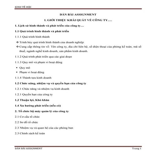 Dàn bài assginment