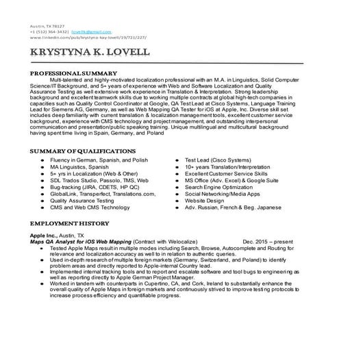 K. Lovell Resume