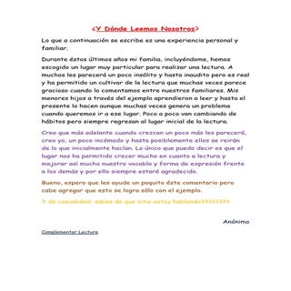 Dónde leemos nosotros