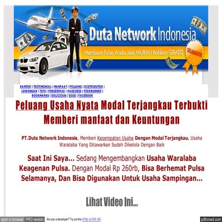 Peluang Usaha Waralaba Kegaenan Pulsa PT Duta network Indonesia