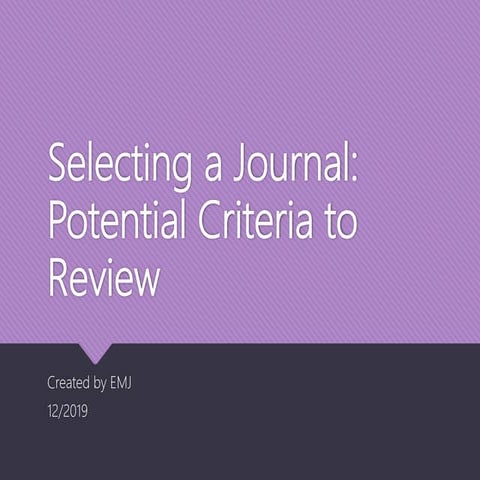 DNP Project Journal Selection Review Criteria 