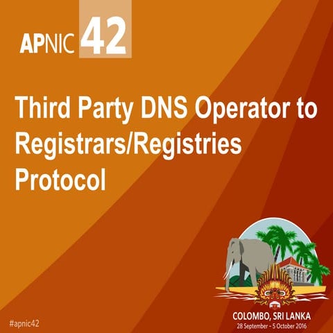 Third Party DNS Operator to Registries/Registrars Protocol