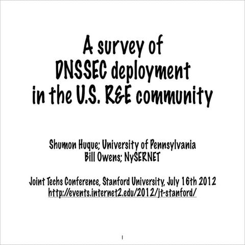 A survey of DNSSEC Deployment in the US R&E Community