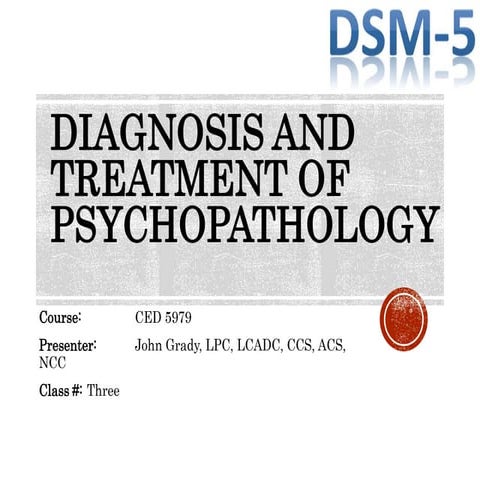Diagnosis and Treatment of Psychopathology, Class 3