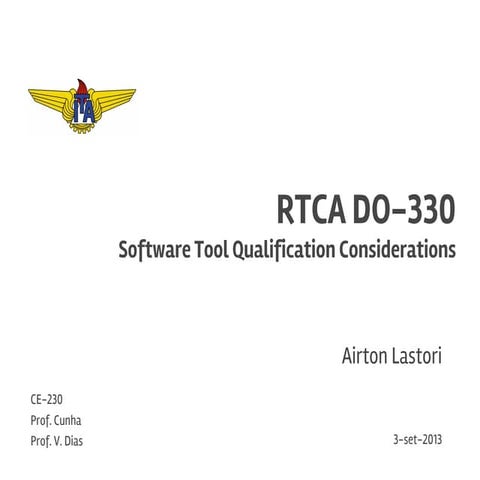 Estudo RTCA DO-330 Software Tool Qualification