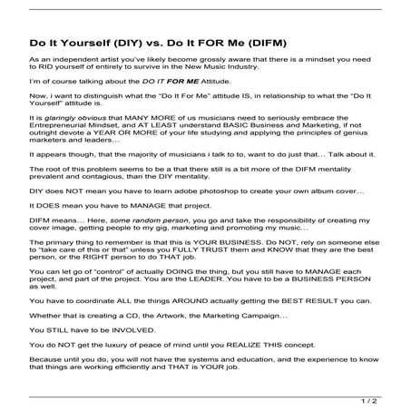 Do It Yourself (DIY) vs. Do It FOR Me (DIFM)