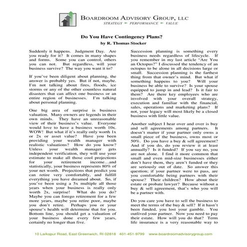 Do You Have Contingency Plans?