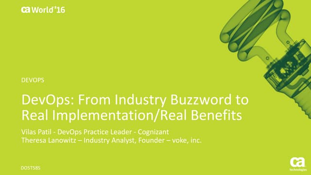 DevOps: From Industry Buzzword to Real Implementation / Real Benefits