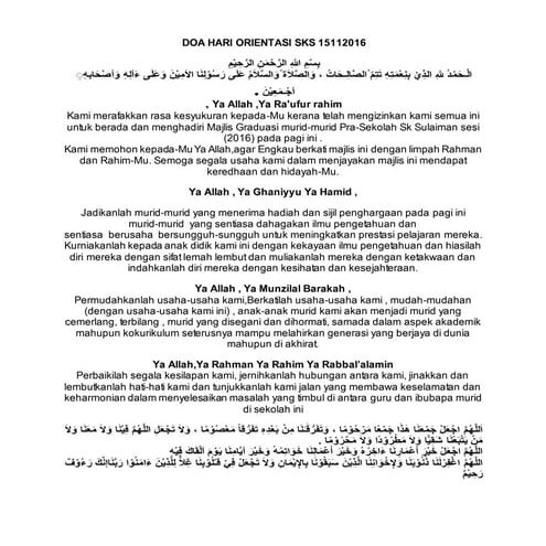 Doa Majlis Graduasi