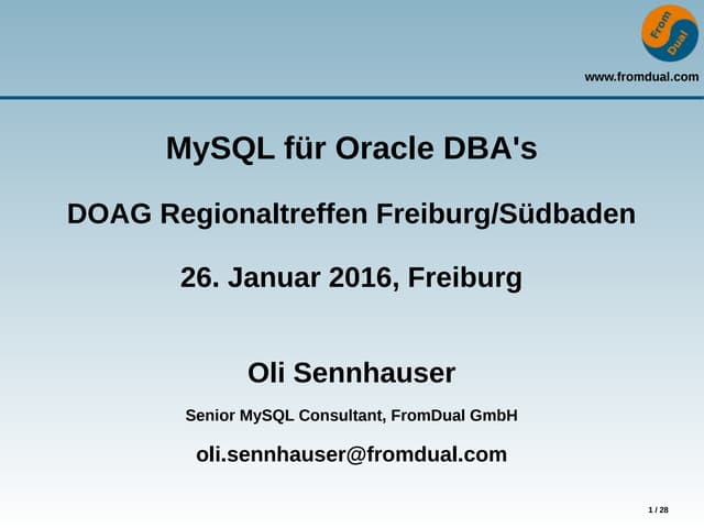 MySQL für Oracle DBA's