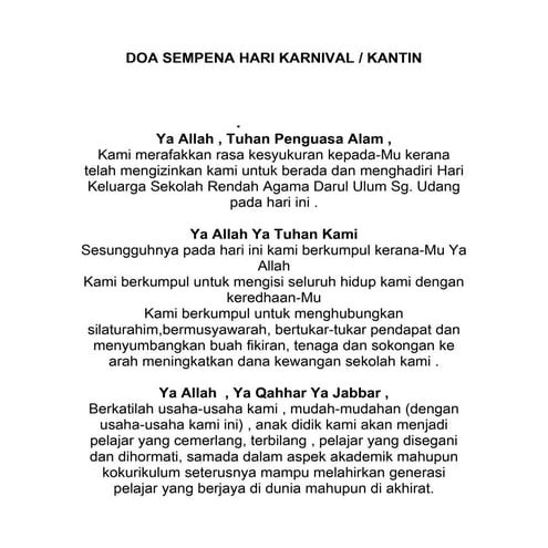 Doa hari keluarga