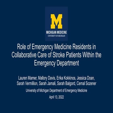 Role of Emergency Medicine Residents in Collaborative Care of Stroke ...