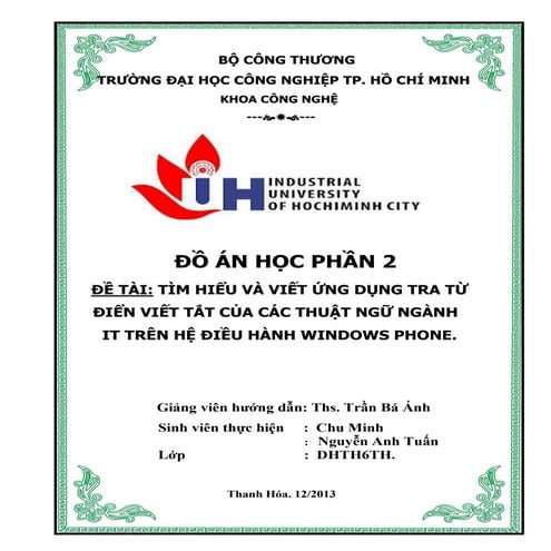 Báo cáo đồ án học phần 2: Tìm hiểu và viết ứng dụng tra từ điển viết tắt của ...