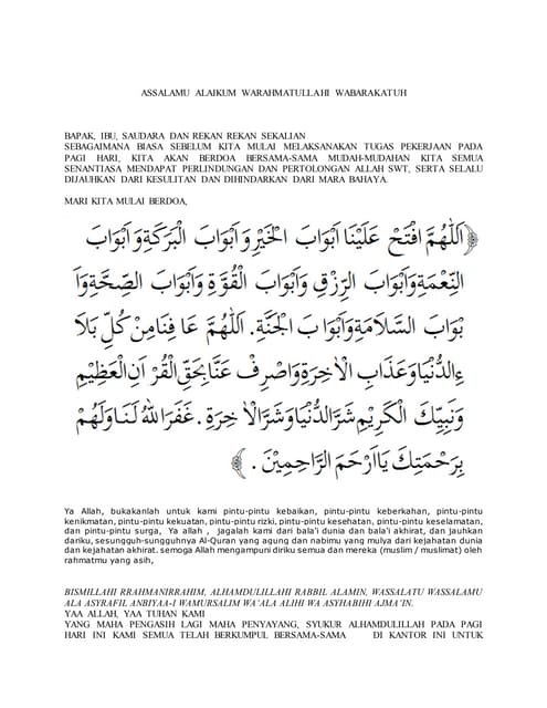 Doa Pembukaan Kegiatan | RTF