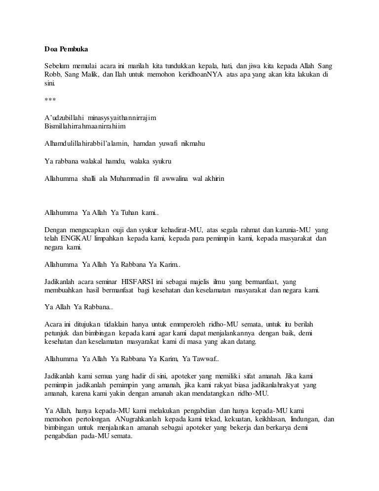 Doa Pembuka Acara Seminar Berbagi Informasi
