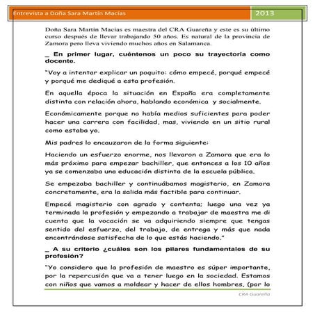 Doña sara martín es una compañera del cra guareña (argujillo)