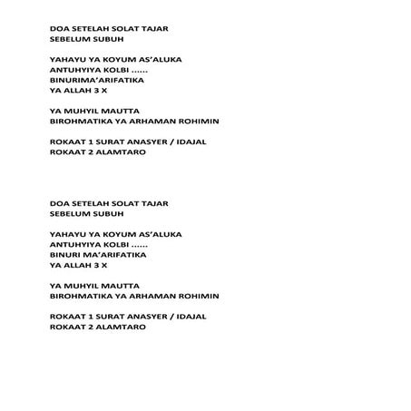 Doa setelah solat tajar