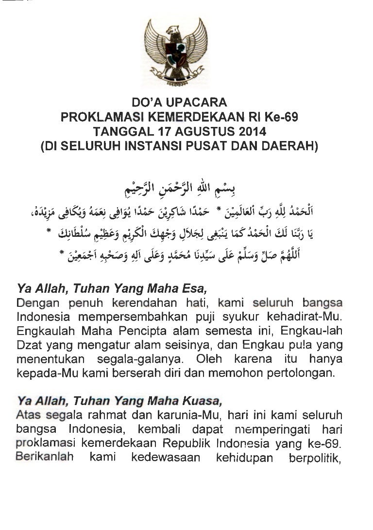 Teks Doa Upacara Bendera Mts - Kumpulan Doa