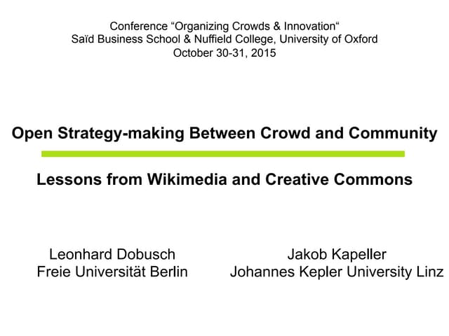 Open Strategy-making Between Crowd and Community