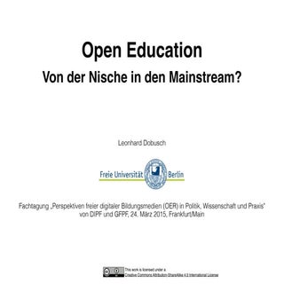 Open Education: Von der Nische in d...