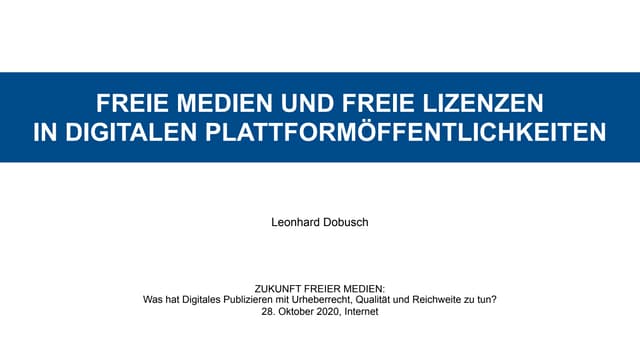 Freie Medien und Freie Lizenzen in digitalen Plattformöffentlichkeiten