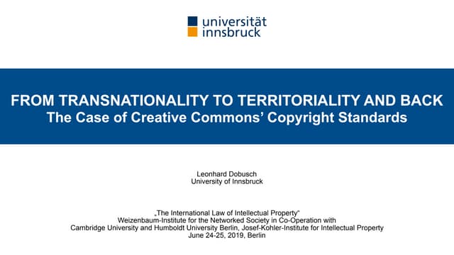 From Transnationality to Territoriality and Back: The Case of Creative Common...