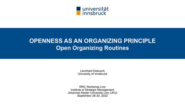 Openness as an Organizing Principle: Open Organizing Routines