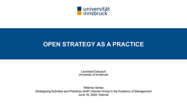 Open Strategy as a Practice
