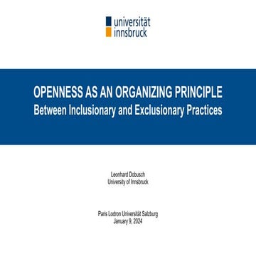 Openness as an Organizing Principle
